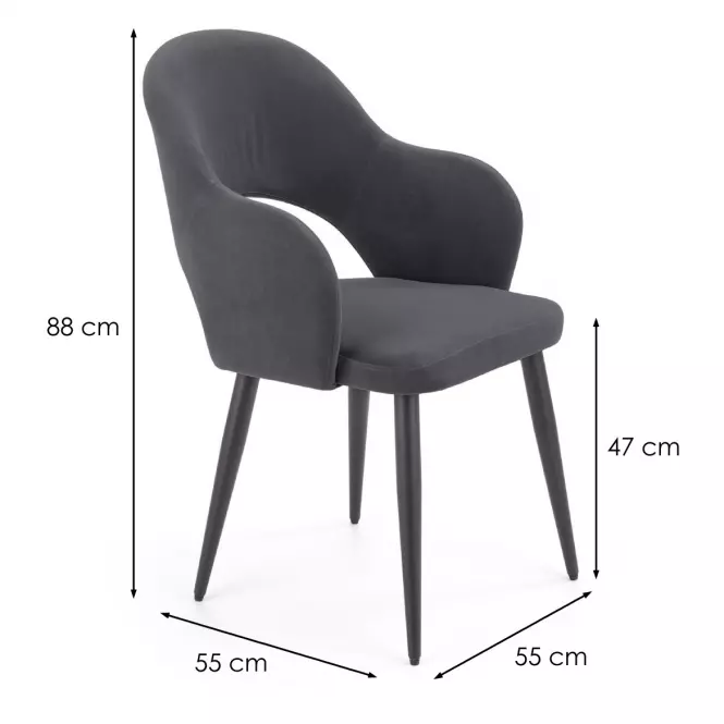 Stolička K364 Velvet/Kov Šedá