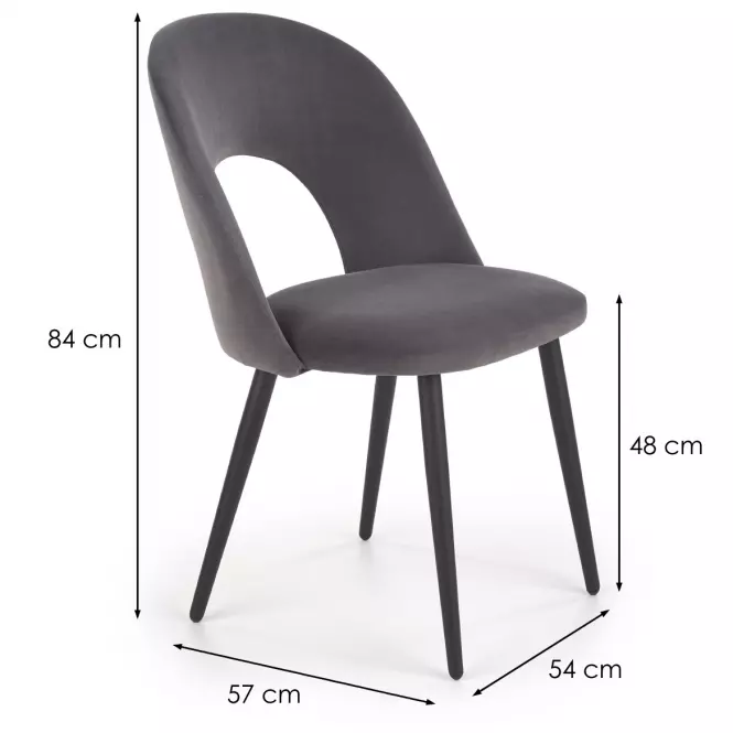 Stolička K384 Velvet/Kov Šedá