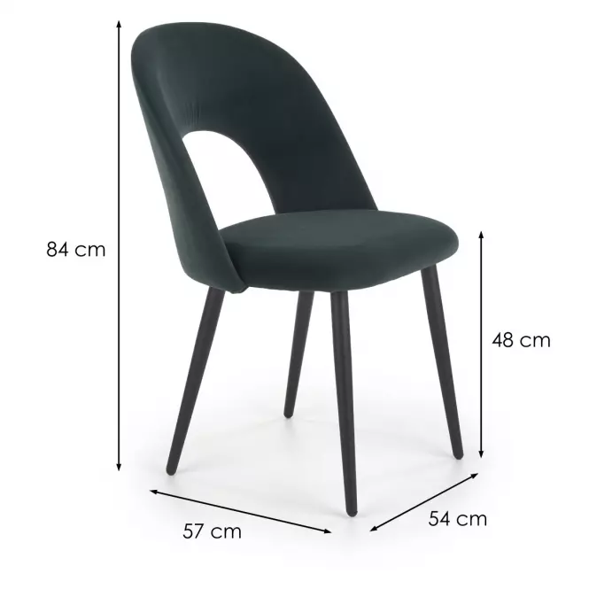 Stolička K384 Velvet/Kov Tmavozelený