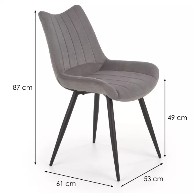 Stolička K388 Velvet/Kov Šedá,2