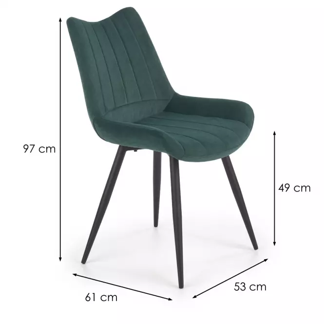 Stolička K388 Velvet/Kov Tmavozelený