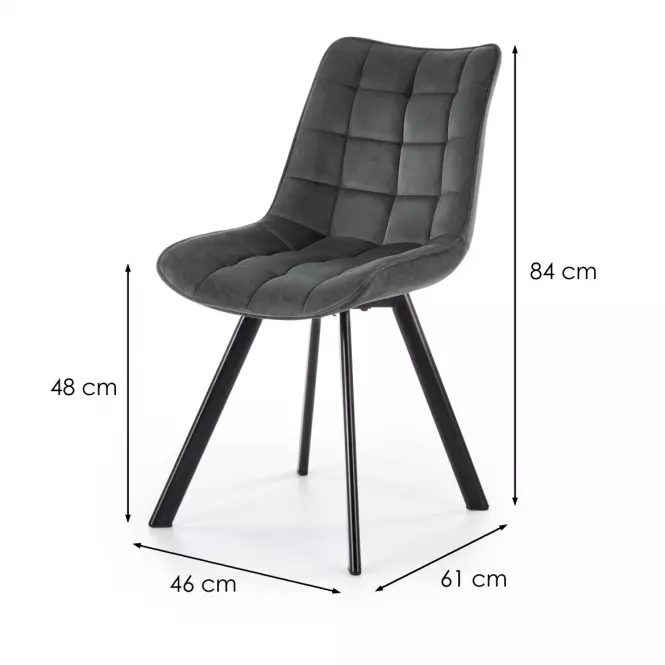 Stolička K332 Velvet/Kov Tmavé Šedá