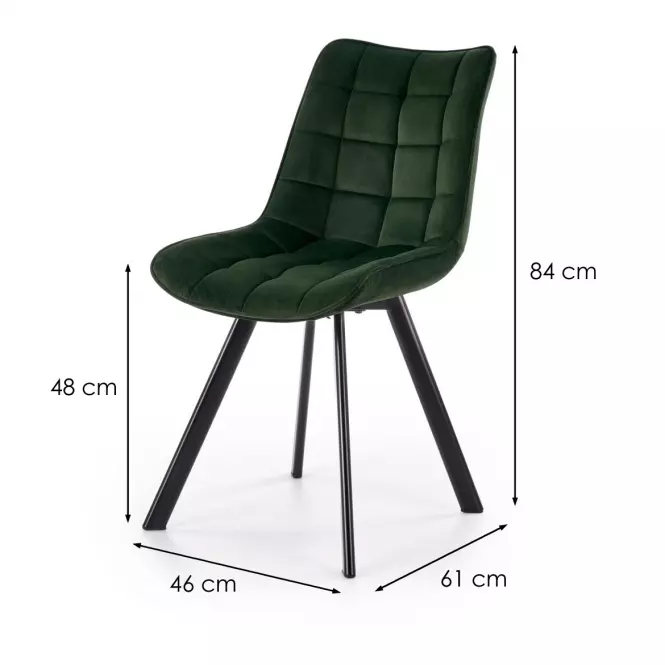 Stolička K332 Velvet/Kov Tmavozelený