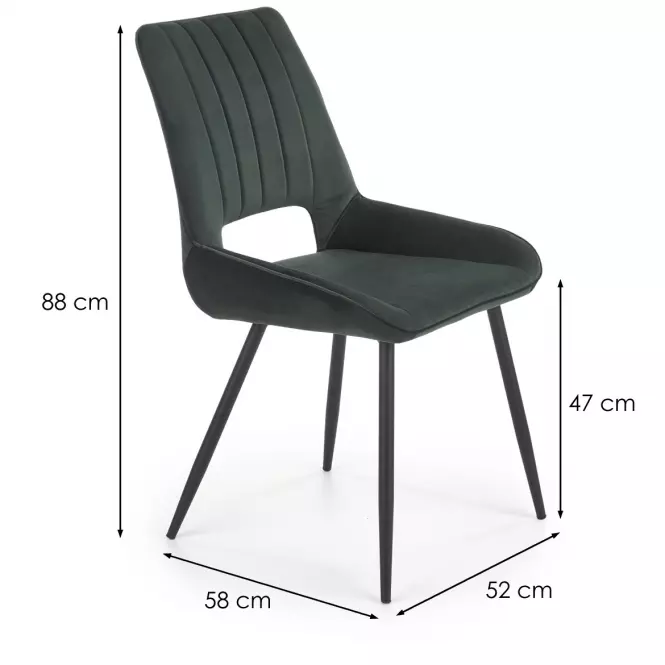 Stolička K404 Velvet/Kov Tmavozelený
