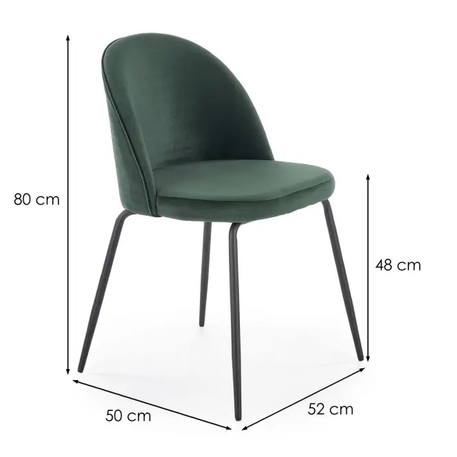 Stolička K314 Velvet/Kov Tmavozelený,2