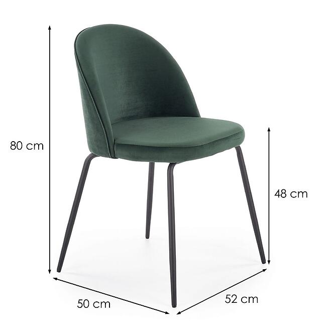 Stolička K314 Velvet/Kov Tmavozelený,2