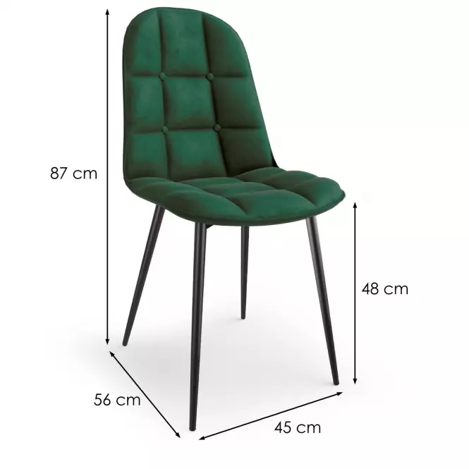 Stolička K417 Velvet/Kov Tmavozelený