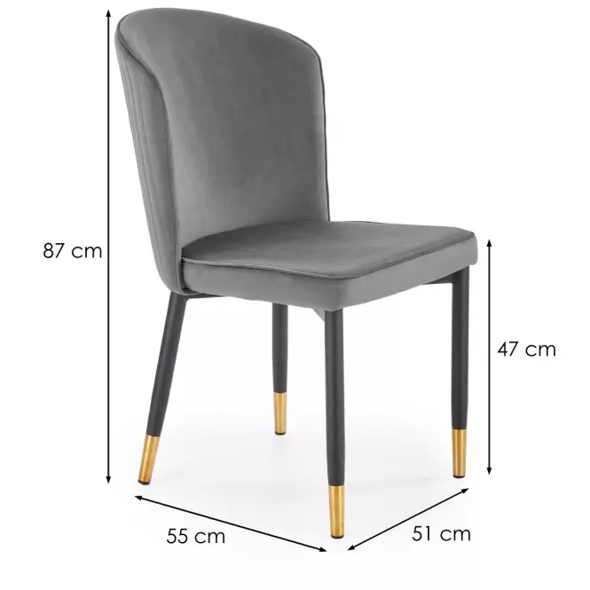 Stolička K446 Velvet/Kov Šedá