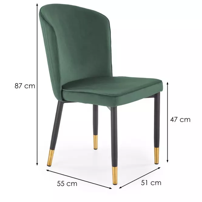 Stolička K446 Velvet/Kov Tmavozelený