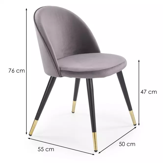 Stolička K315 Velvet/Kov Šedá