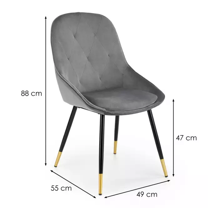 Stolička K437 Velvet/Kov Šedá