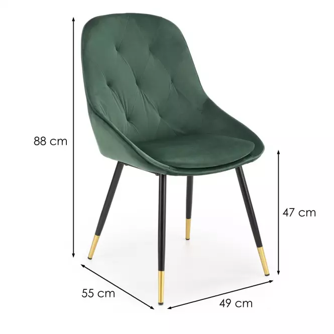 Stolička K437 Velvet/Kov Tmavozelený