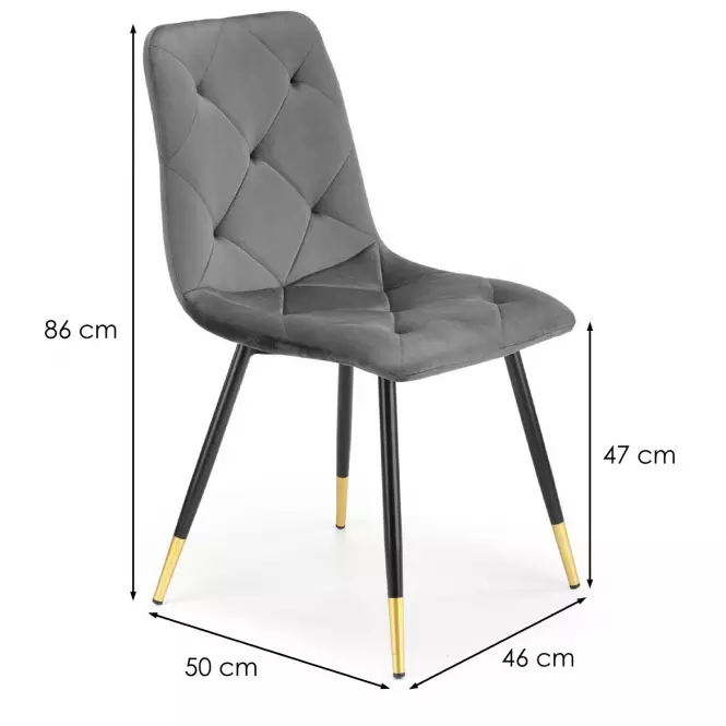 Stolička K438 Velvet/Kov Šedá