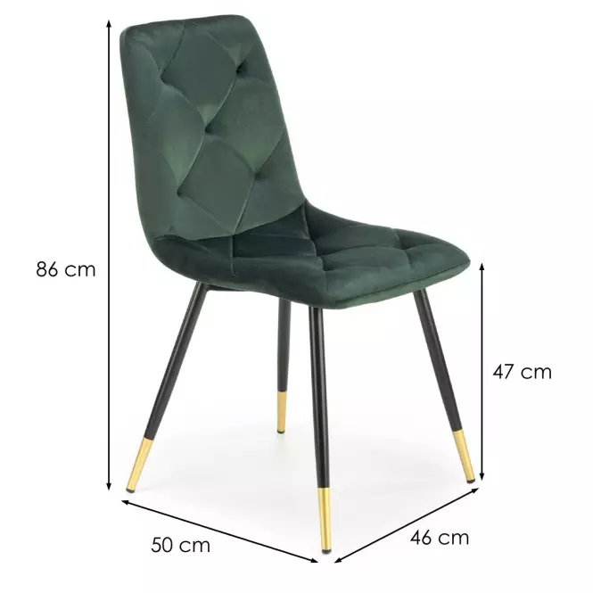 Stolička K438 Velvet/Kov Tmavozelený