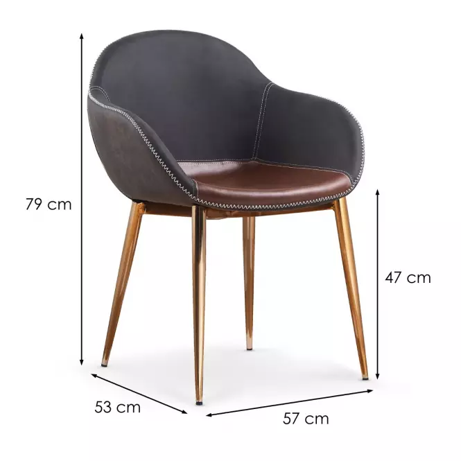 Stolička K304 ekokoža/Chrome Tmavé Šedá/Hnedá