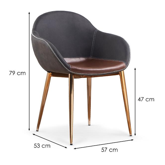 Stolička K304 ekokoža/Chrome Tmavé Šedá/Hnedá,2
