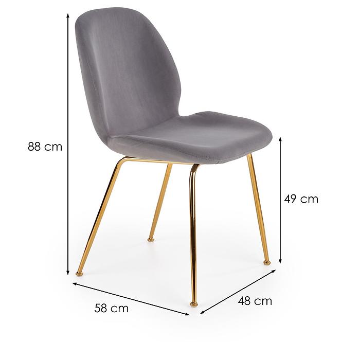 Stolička K381 Velvet/Chrome Šedá/Zlatý