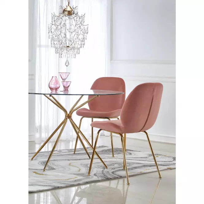 Stolička K381 Velvet/Chrome Ružová/Zlatý