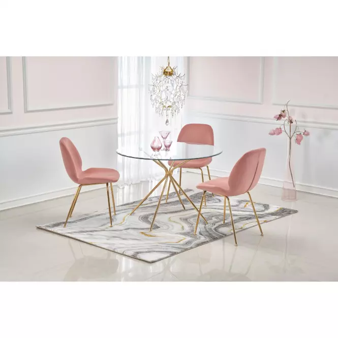 Stolička K381 Velvet/Chrome Ružová/Zlatý