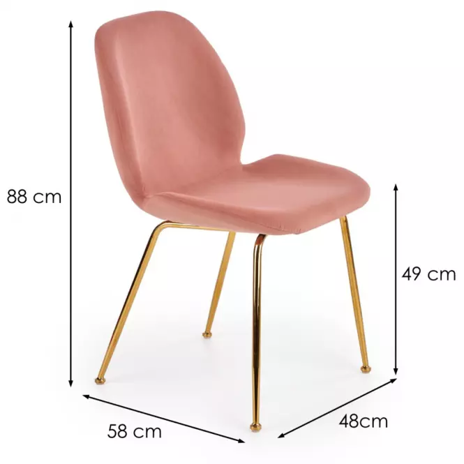 Stolička K381 Velvet/Chrome Ružová/Zlatý