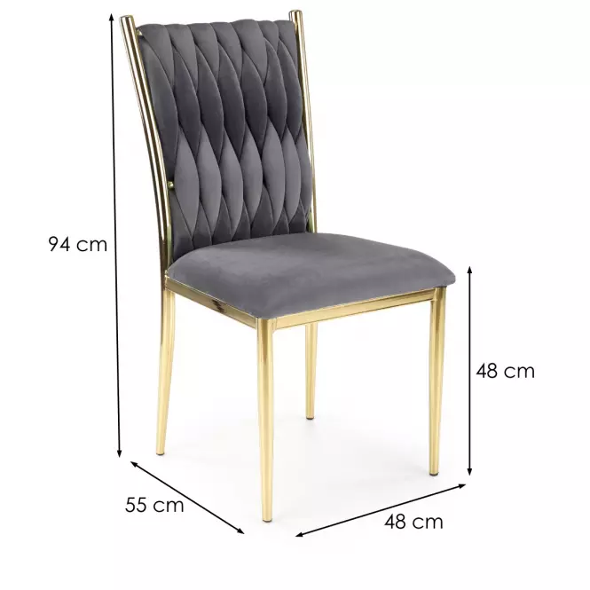 Stolička K436 Velvet/Chrome Šedá/Zlatý,2