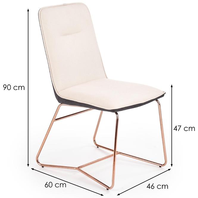 Stolička K390 Tkanina/ekokoža/Chrome-Krém/TmavéŠedá,2