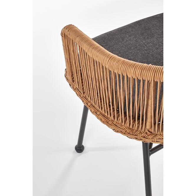 Stolička K400 Ratan/Kov/Tkanina Natural/Sivá