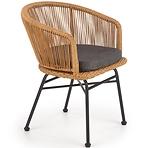 Stolička K400 Rattan/Kov/Tkanina Natural/Šedá