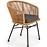 Stolička K400 Rattan/Kov/Tkanina Natural/Šedá