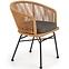 Stolička K400 Rattan/Kov/Tkanina Natural/Šedá
