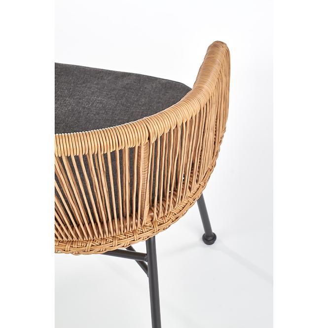 Stolička K400 Rattan/Kov/Tkanina Natural/Šedá