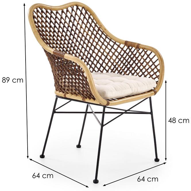 Stolička K336 Ratan/Kov Natural/Tmavohnedá