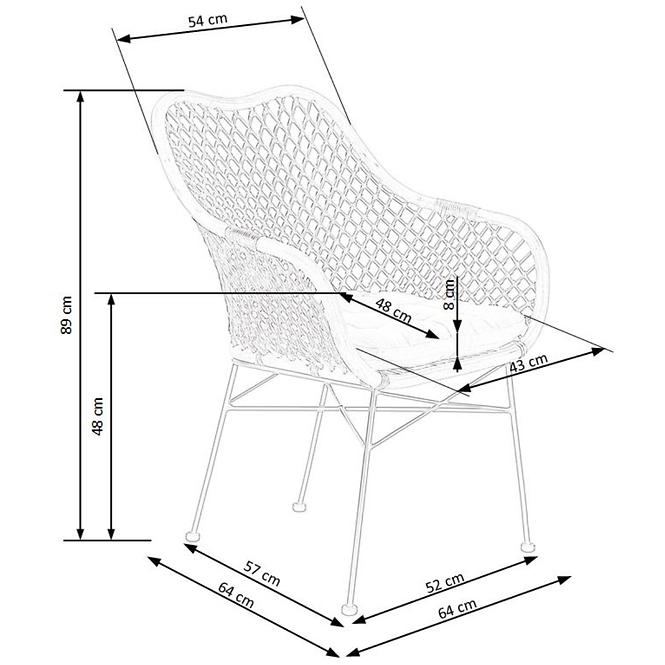 Stolička K336 Rattan/Kov Natural/TmavéHnedá