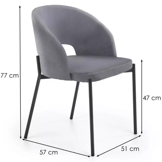 Stolička K455 Velvet/Kov Šedá