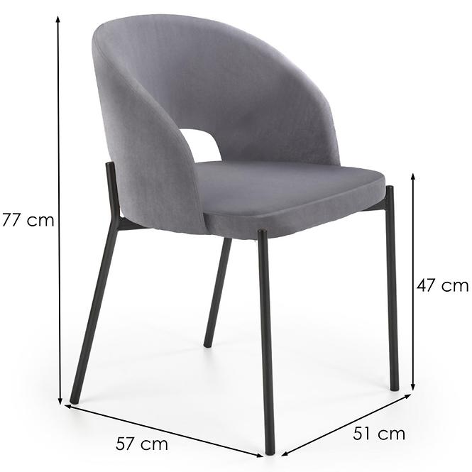 Stolička K455 Velvet/Kov Šedá