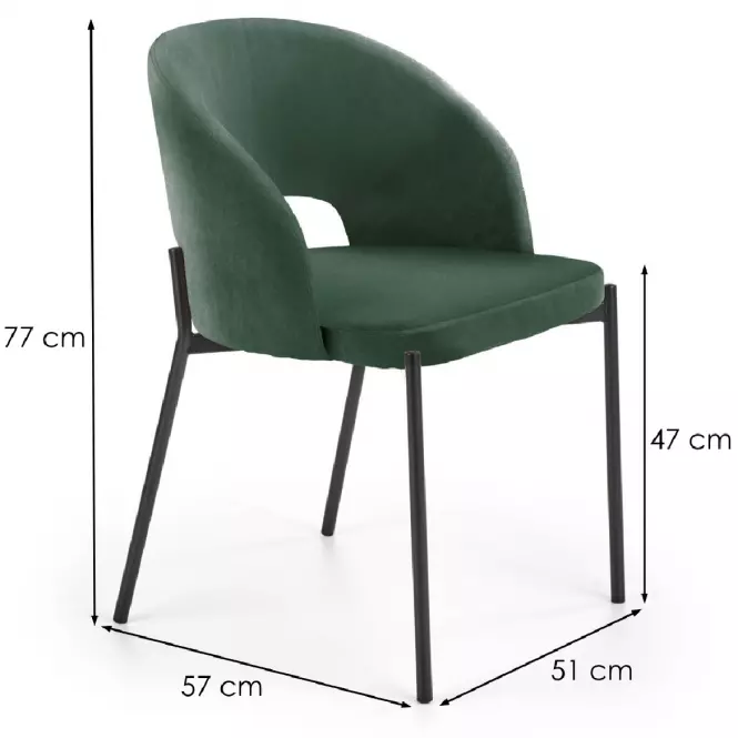 Stolička K455 Velvet/Kov Tmavozelený