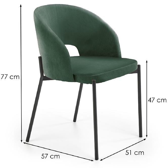 Stolička K455 Velvet/Kov Tmavozelený