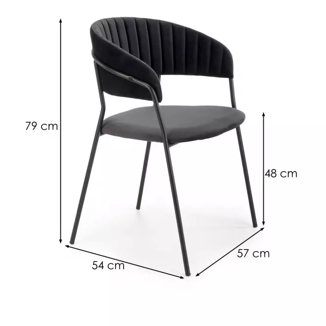 Stolička K426 Velvet/Kov čierna