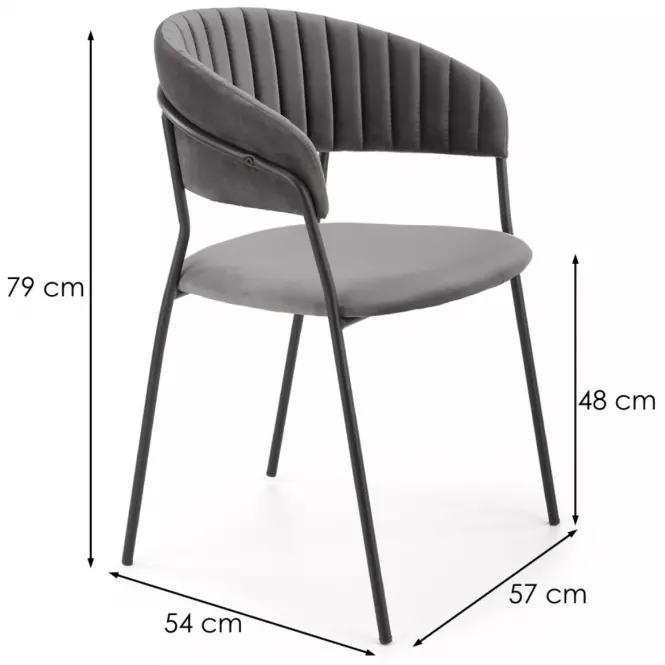 Stolička K426 Velvet/Kov Šedá