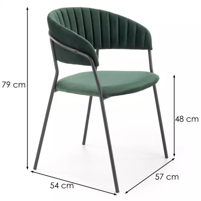 Stolička K426 Velvet/Kov Tmavozelený