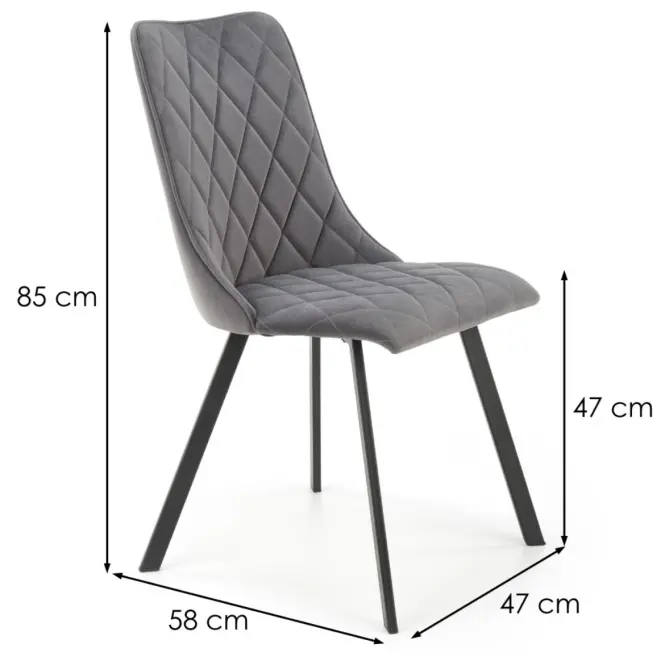 Stolička K450 Velvet/Kov Šedá,2