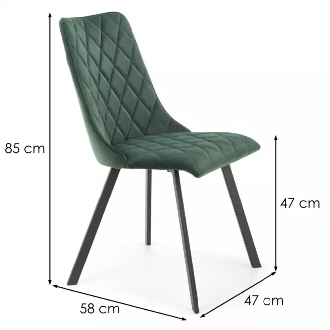 Stolička K450 Velvet/Kov Tmavozelený