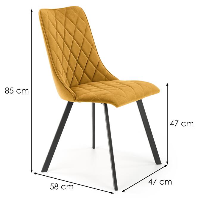 Stolička K450 Velvet/Kov horčicová,2