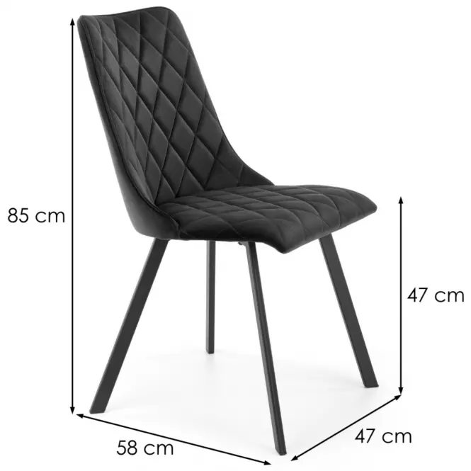 Stolička K450 Velvet/Kov čierna