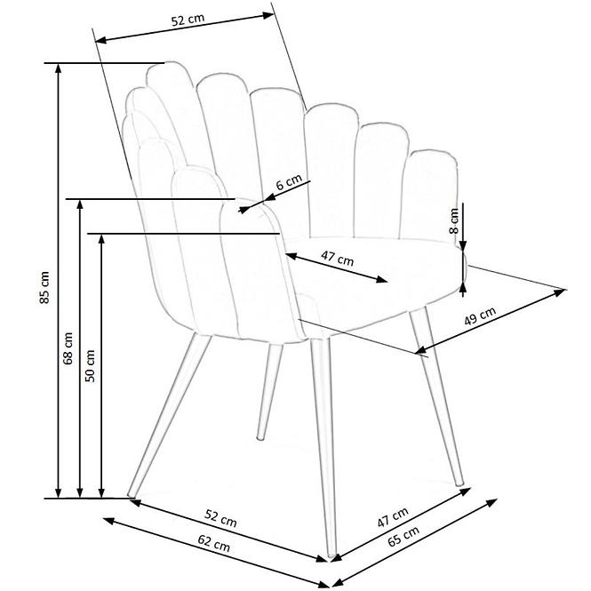Stolička K410 Velvet/Kov Tmavozelený