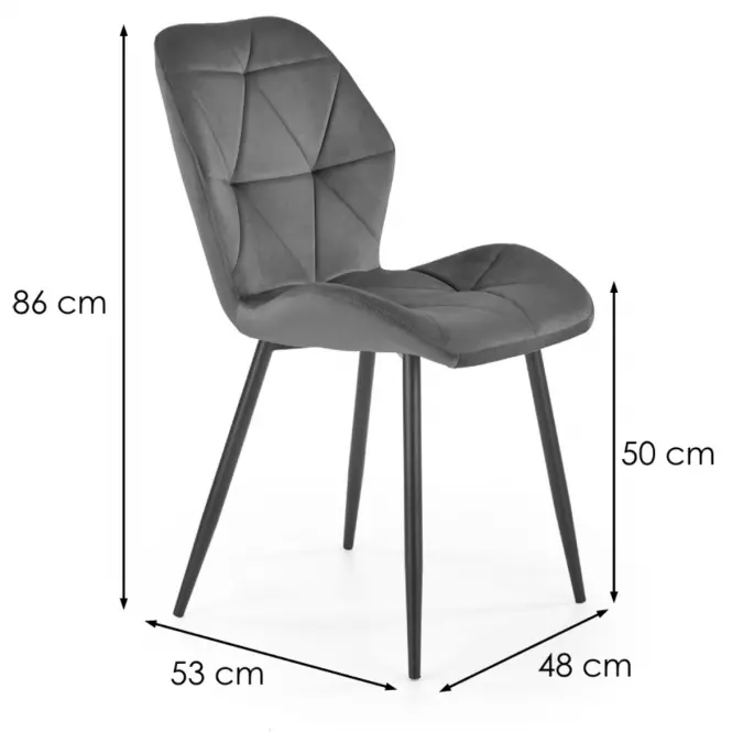 Stolička K453 Velvet/Kov Šedá