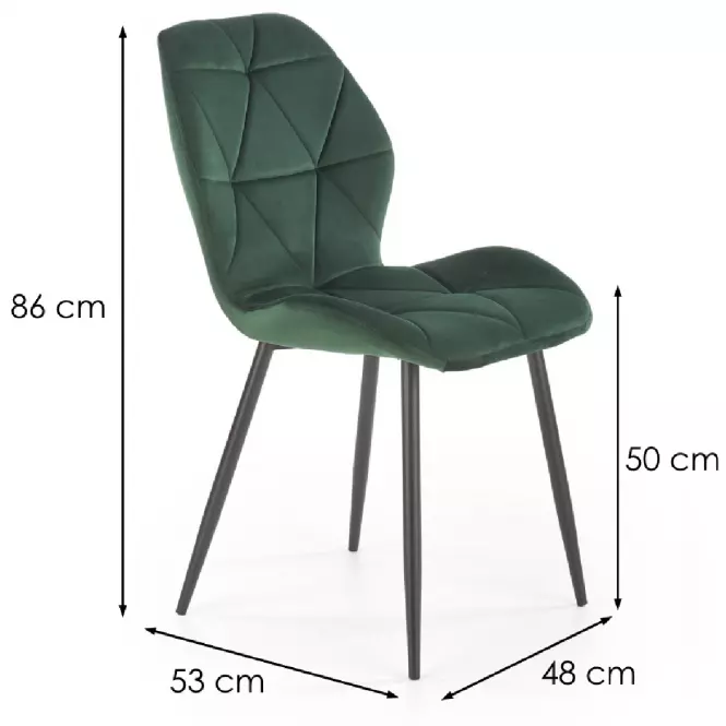 Stolička K453 Velvet/Kov Tmavozelený