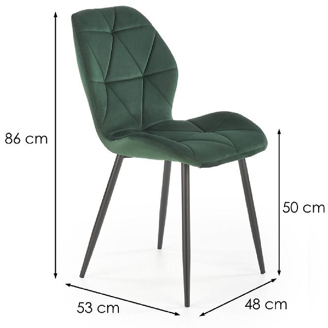Stolička K453 Velvet/Kov Tmavozelený
