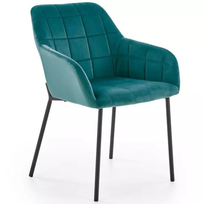 Stolička K305 Velvet/Kov Tmavozelený