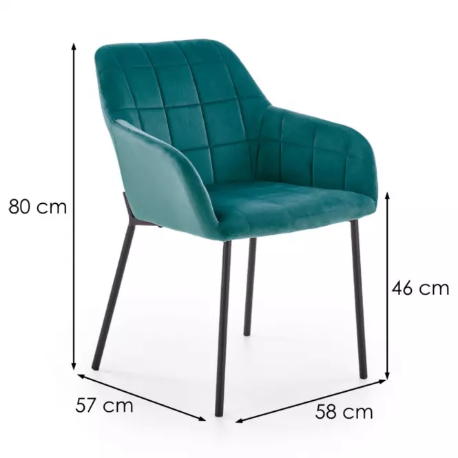 Stolička K305 Velvet/Kov Tmavozelený
